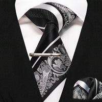 JEMYGINS Classic Silk Luxury Mens Ties Floral Striped Red Green Ties Paisley NeckTie Pocket Square Set Men's Wedding Party Tie