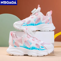 Summer Breathable Children’s Casual Shoes for Girls Rotating Button Sports Running Shoes Outdoor Fashion Flat Walking Sneakers