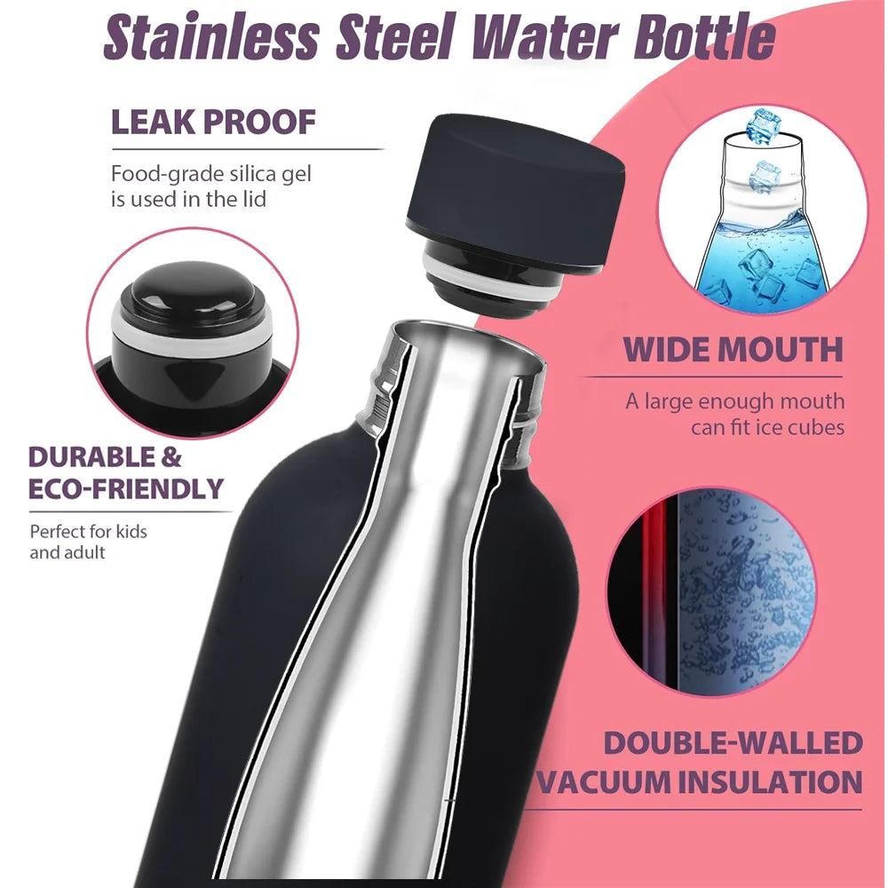 Insulated Water Bottle Coffee Cup Thermal Flask Stainless Steel Small Mouth Thermos for Hot Cold Drinks Leakproof Vacuum Flasks