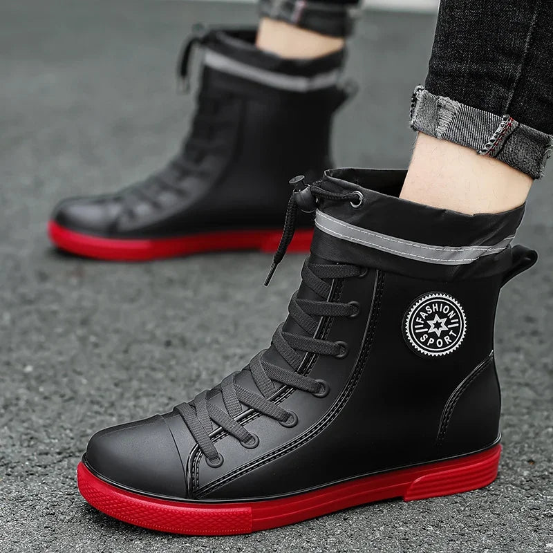 Botas 2024 Outdoor Man Boots Fashion Mens Rain Boots Four Seasons New Non-slip Comfortable Wear-resistant Men's Waterproof Shoes
