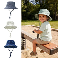 Children Fisherman Sun Hat Unisex UPF 50+ Sun Protection Outdoor Beach Hat Mesh Breathable Dinosaur Print Wide Brim Bucket Hat