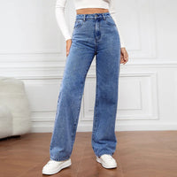 Women's Jeans Women's High Waisted Slim Fit Straight Leg Denim Pants