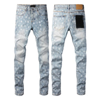 2025 American Jean Print Pants 9089 Style High Waist Loose Fit Straight Leg Blue Jeans Women's Fashion Casual Trousers