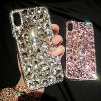 Funda de teléfono con diamantes de imitación de lujo para Samsung, S23, S22, S21, S20, S10, S9 Plus, Ultra Fe, Note 10, 20, Galaxy, purpurina, Rosa