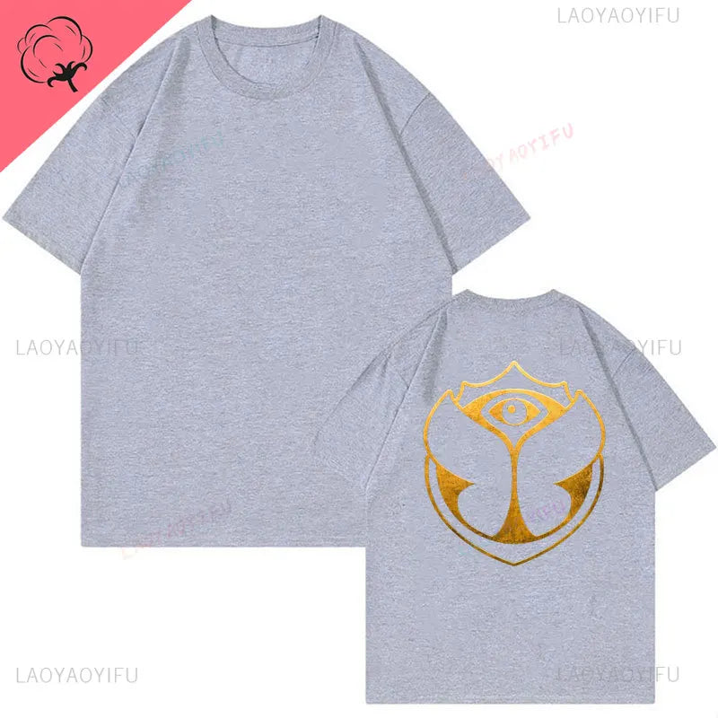 2025 Tomorrowlands Music EDC Electric Syllabic Wear Around The Disco Clothes Pure Cotton Man Women T-shirt Round Collar Tops