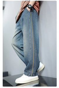 Boys Jeans 2024 Autumn&winter New Teenage Children Plus Fleece Warm Pants Boys Fried Street Handsome Pants Kids Denim Trousers