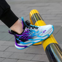 New waterproof leather-top rotary buckle children's sports casual shoes breathable running shoes for primary school students