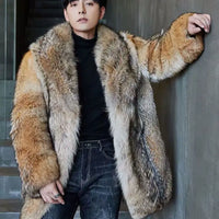 2021 High-end Direct Sales Men's Medium and Long Wolf Fur Coat Fur Coat Mink Fur Coat Men