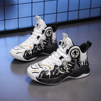 A pair of children's four-season high-top leather basketball shoes, wear-resistant and soft sneakers, sizes 31-37，YY-Y2876