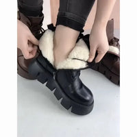Snow Boots Womens Shoes 2025 New Boots Warm Wool Platform Shoes Thickened Cotton Shoes Cold Winter Round Toe Platform Boots