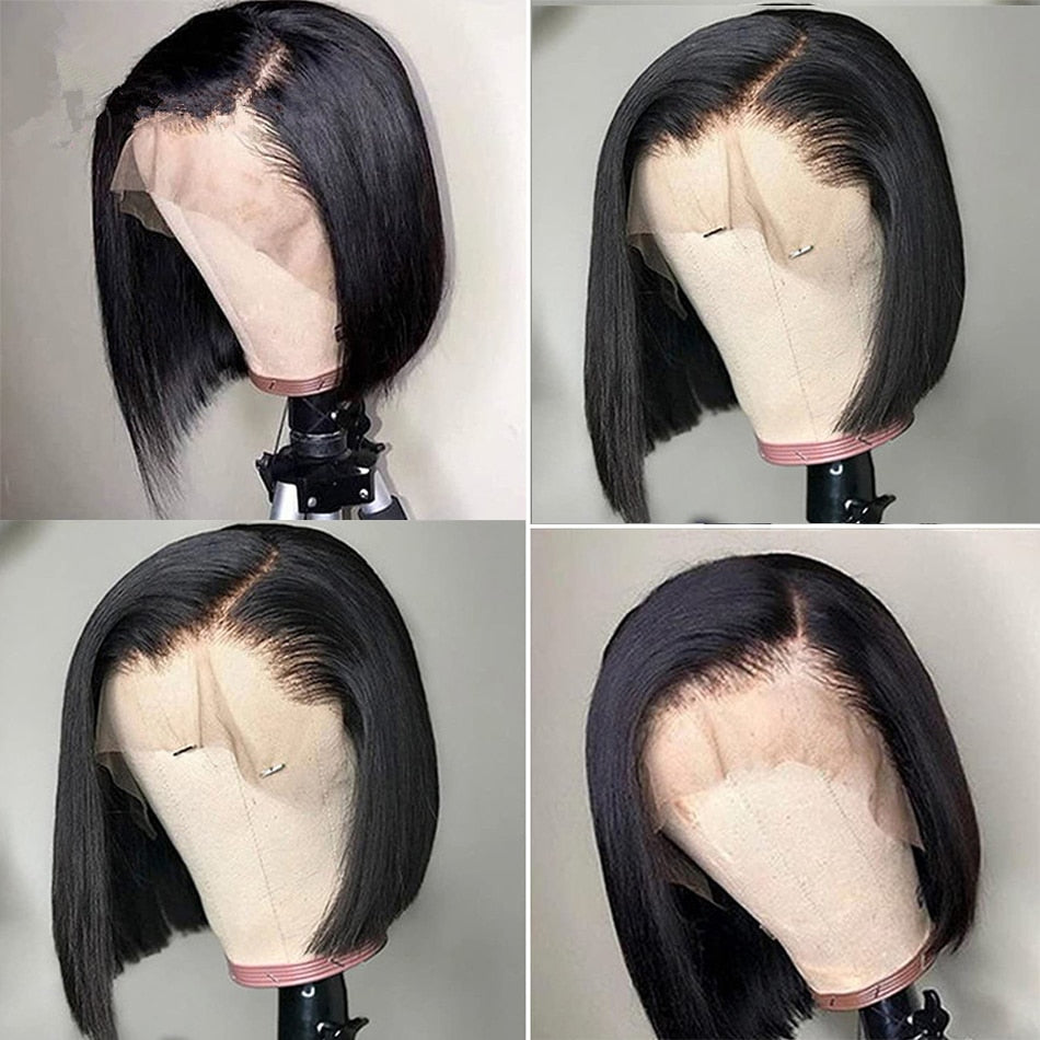 Short Bob Wig Bone Straight Bob Wig Lace Front Human Hair Wigs For Women HD Lace Frontal Wig Glueless Wig Human Hair 180%