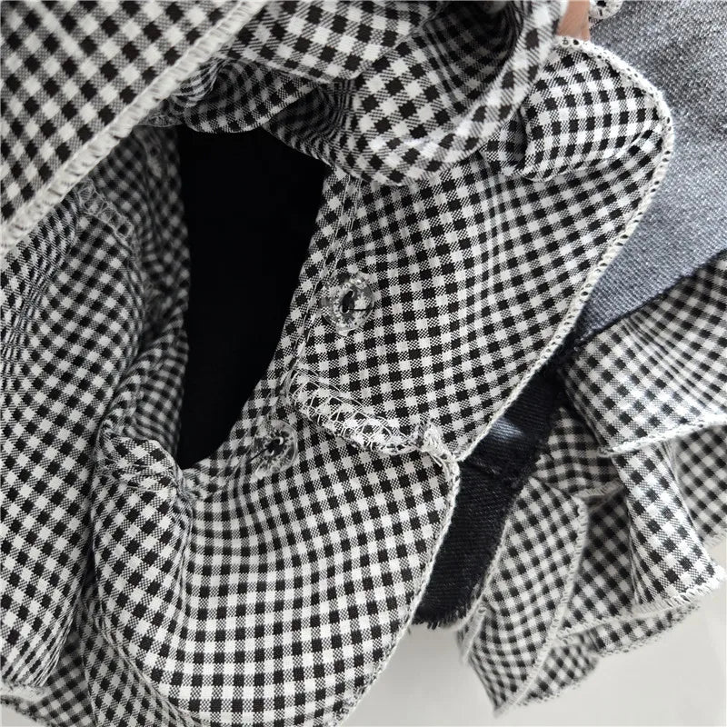 Jeans Shorts Women Vintage Denim Short Pants High Waist Detachable Hem Plaid Cloth Distressed Washed Streetwear Summer Denims