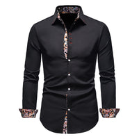 PARKLEES 2023 Autumn Plaid Patchwork Formal Shirts for Men Slim Long Sleeve White Button Up Shirt Dress Business Office Camisas