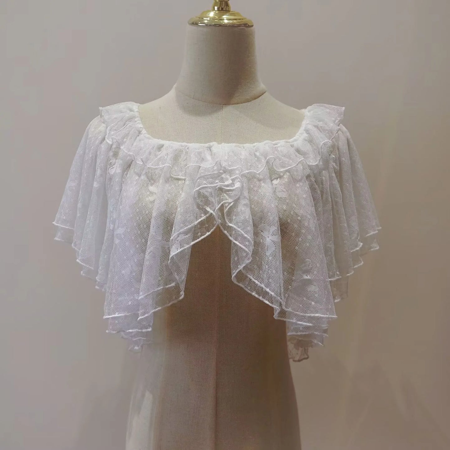 Summer Lolita Short Wraps Coat Women Sweet Kawaii Lace Mesh Open Front Poncho Gothic Girls Retro Cute Princess Capes Wraps