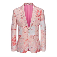 New Men Fashion Flower Suit Luxury Jacquard Jacket Homme Wedding Ball Party Single Button Blazer Singer Stage Performance Coat