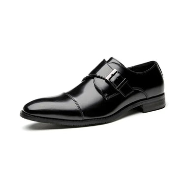 Men Genuine Cow Leather Dress Shoes Single Buckle Monk Strap Shoe Cap Toe Classic Business Gentlemen's Wedding Shoes for Men