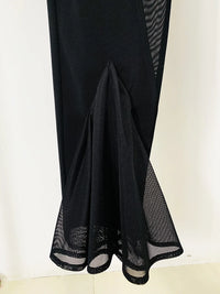 HIGH STREET Newest 2024 Designer Blazer Suit Women's Perspective Gauze Patchwork Blazer Pencil Pants