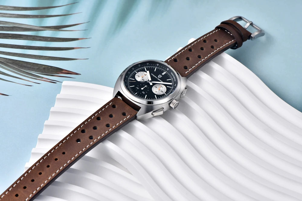 PAGANI DESIGN 2024 Retro Luxury Men's Watches Sports Chronograph VK63 Quartz Watch For Men AR Sapphire Waterproof Leather Clock