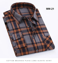 S-11XL Plaid Flannel Shirts For Men's Long Sleeve Cotton Fashion Design Young Casual Standard-Fit Thick Man Shirt Blouse Clothes