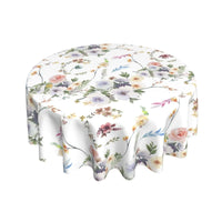 1PC Spring Lemon Tablecloths, Stain Resistant And Waterproof, Wrinkle Resistant Boho Watercolor Abstract Floral Leaves Rustic Ta