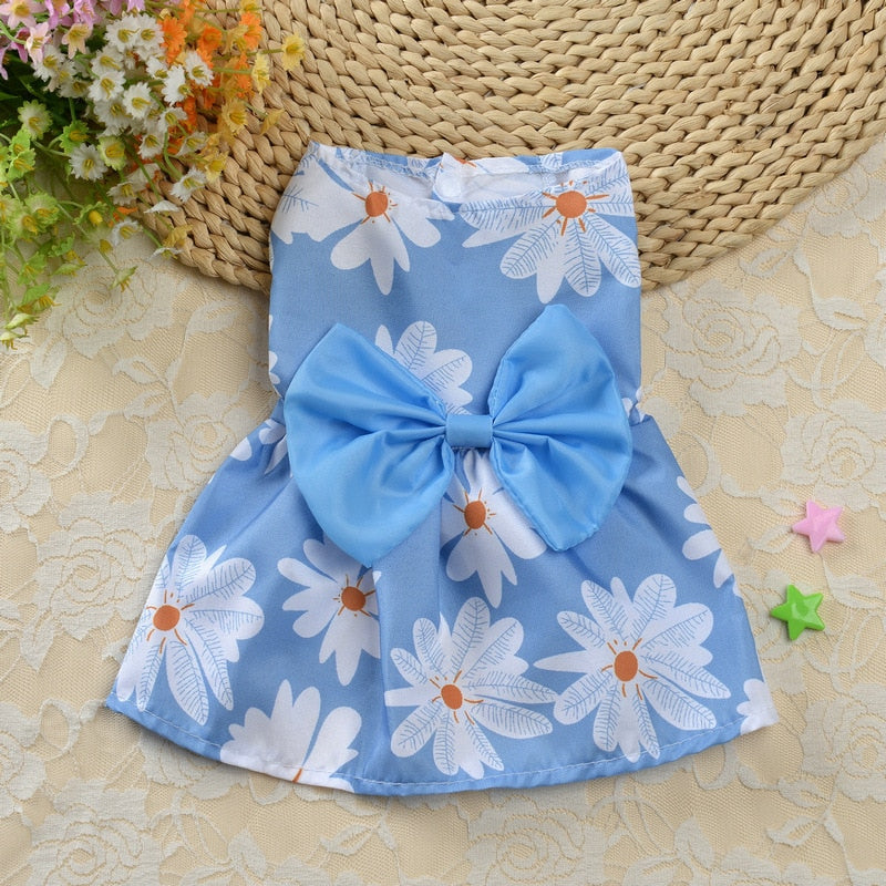 Pet Supplies Small Dog Flower Princess Dress Kitty Teddy New Pet Clothes Cute Dog Skirt Summer Thin Pet Accessories