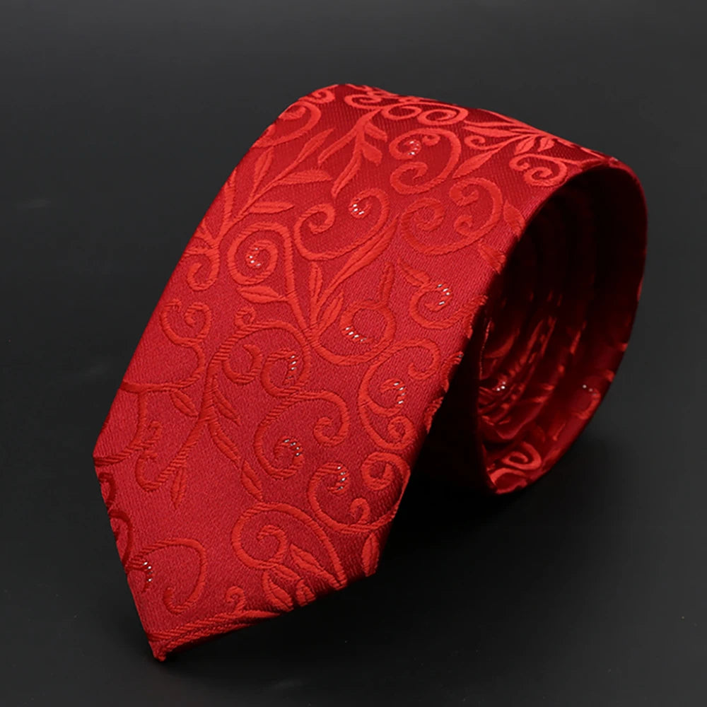 New Men Ties Solid Color Stripe Print Floral 6cm Jacquard Business Neckties Narrow Skinny Tie Wedding Prom Daily Wear Accessory