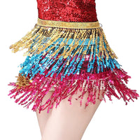 Bellydance Hip Scarf Sequins Fringe Dancewear Shawl Oriental Dance Scarf Belt Costumes Wrap Waist Performance Multicolor Women