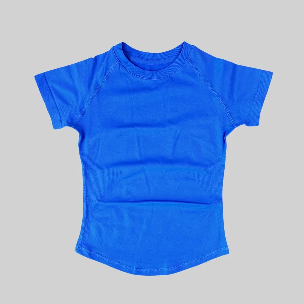 ARFTE Gym T Shirt Short Sleeve Yoga Top Women's Round Neck Seamless High Stretch Fitted Sports Gym Shirt Workout Clothing