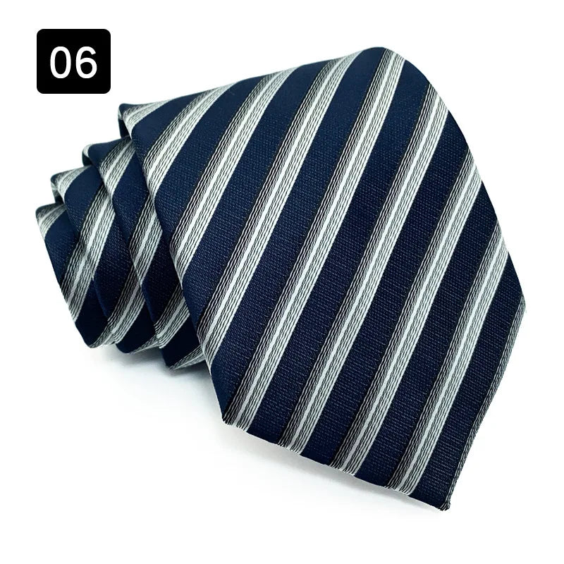 Wholesale 8CM Men's Necktie Classic Ties For Man Wedding Business Party Stripes Striped Jacquard Neck Tie Ascot Accessories