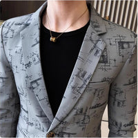 2024 Spring New Men's Suit Coat Blazer High Quality Fashion Printed Business Suit Social Banquet Slim Fit Suit Coat Men Clothing