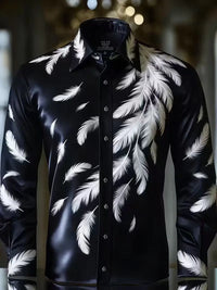 New light luxury palace style iris flower shirt 3D printed men's long sleeved shirt single breasted slim fit top
