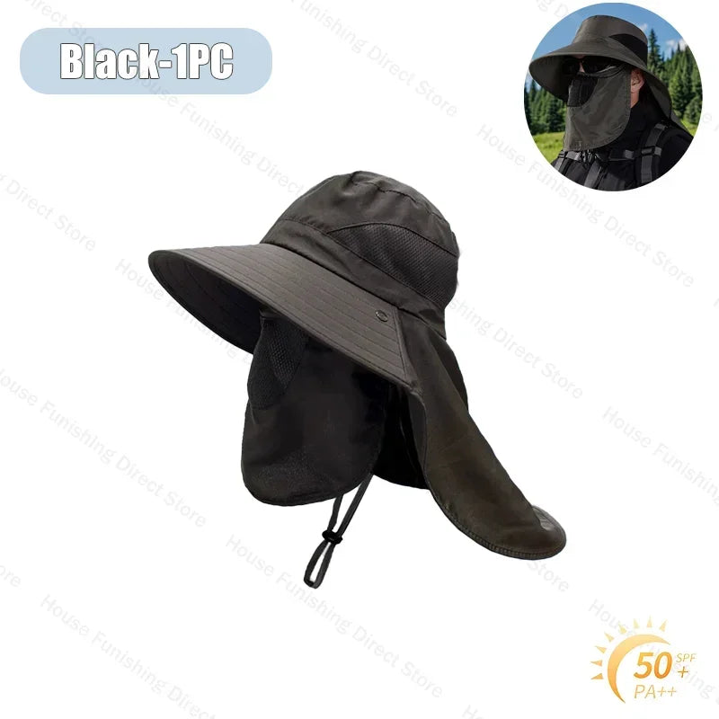 Wide Brim Sun Hat Unisex UPF 50+ UV Protection Outdoor Fishing Cap Breathable Summer Beach Hat For Men Women Hiking Camping New