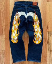 European and American hip-hop jeans men and women printing four seasons trendy trousers Gothic Y2K high street spring and summer