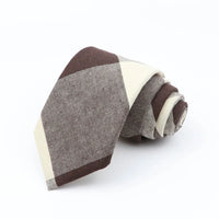 Mens Ties 7cm Classic Cotton Handmade Skinny Grey Brown Striped  Neckties Narrow Collar Slim Plaid Casual Tie Accessories Gift