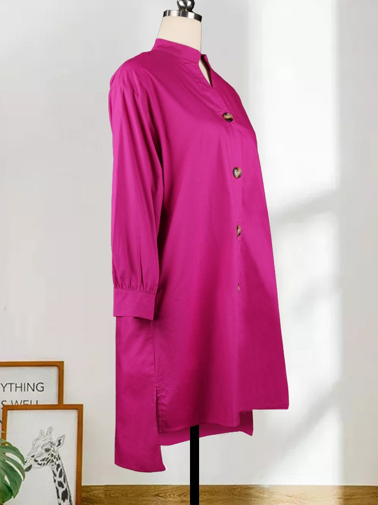 Women Loose Shirt Dress Long Sleeves Button Up Casual Fashion Female Big Size African Spring Elegant Office Ladies Classy Robes