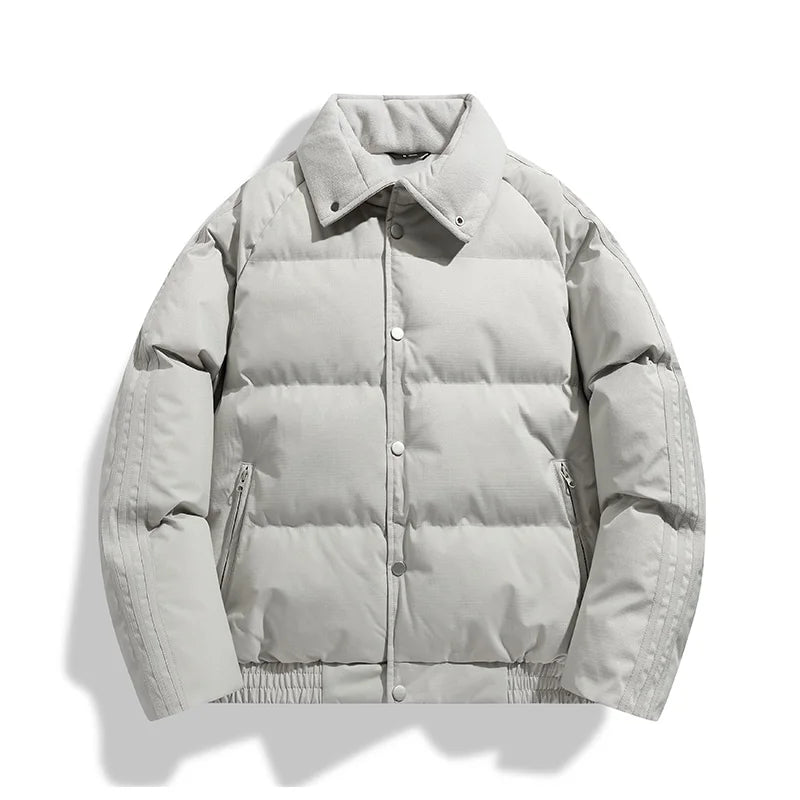 Winter Men's Cotton Jacket, Simple and Pure Color, Loose and Trendy,Versatile,Thickened Cotton Jacket,Stand Collar Cotton Jacket