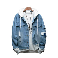 Men Hooded Denim Jackets Jean Coats New Spring Autumn Men Holes Casual Denim Coats And Jackets Loose Jean Jackets Size 4XL