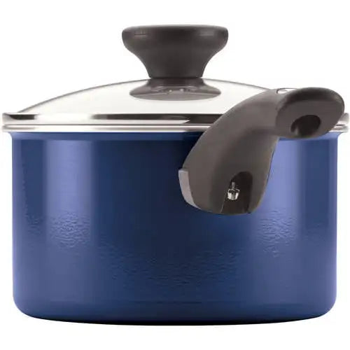 Farberware 12-Piece PURECOOK Ceramic Nonstick Pots and Pans Set/Cookware Set, Blue