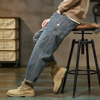 Baggy Pants Loose Fit Retro Blue Harem Pants Vintage Clothes Baggy Jeans Men Fit Harem Pants Wide Leg Fashion Pockets