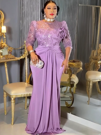 Plus Size African Party Dresses for Women Dashiki Sequin Sexy Bodycon Long Dress Elegant Turkey Muslim Wedding Evening Gown