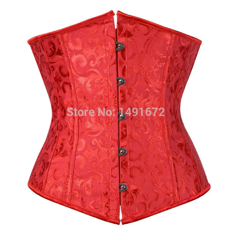 Pink Corset Underbust Top Wome Plus Size Waist Cincher Sexy Gothic Corpete Corselet Fashion Black White Red Blue Rose