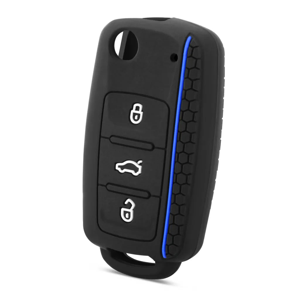 Car Key Case for VW Golf Jetta POLO for Skoda Yeti Superb Rapid Octavia for SEAT Leon Ibiza 3 Button Silicone Key Cover