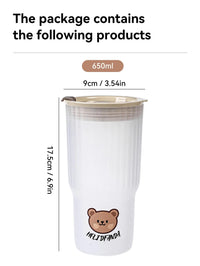 WORTHBUY Cute Bear Plastic Water Cup Large Capacity Water Bottle Travel Leak-proof Tumbler With Lid Portable Milk Coffee Cups