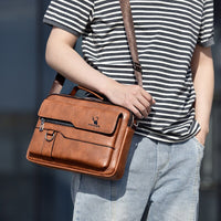 Weixier Men Shoulder Bag for 9.7 Ipad Men PU Leather Flaps Men's Crossbody Bag Business Flap Male Solid Messenger Bag Travel Bag