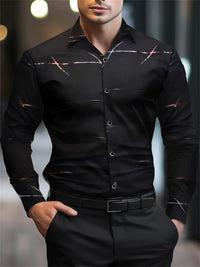 Elegant men's Printed long-sleeved Shirt Suitable For Spring And Autumn Fashionable Handsome high-quality Lapel men's Tops