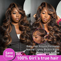 1B/30 Highlight 13x6 Lace Frontal Human Hair Wigs Ombre Black Brown Colored Preplucked 36Inch Body Wave Lace Front Wig For Women