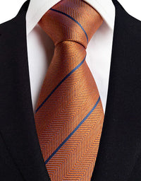 Luxury 8CM Mens Necktie Brown Orange Color Dot Stripes Ties For Man Groom Jacquard Woven Neck Tie For Business Wedding Party