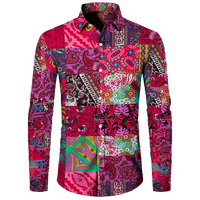 Men's Long Sleeved Button Up Shirt Autumn Comfortable Lapel Shirt Retro Ethnic Style Mens Long Sleeved Trend Street Men Clothing