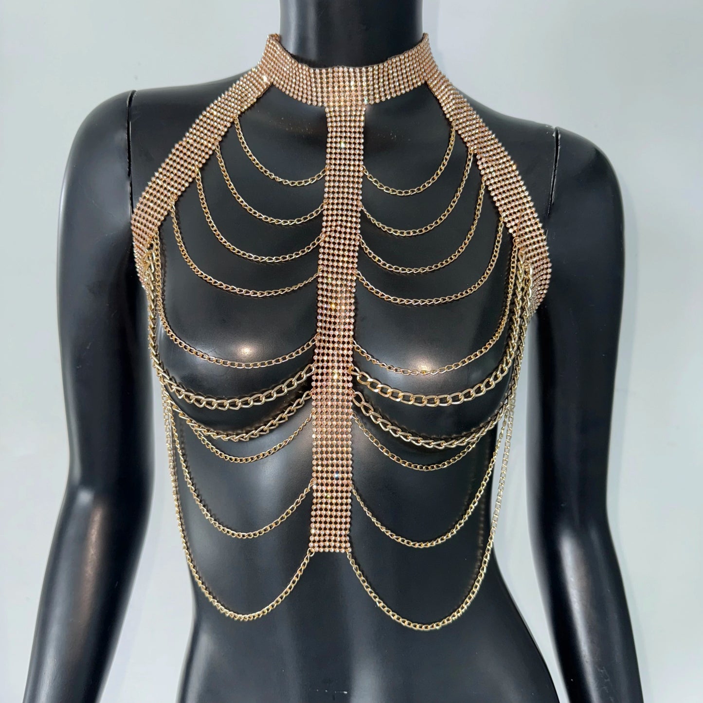 New Variety Of Body Chain Temperament White Pearl Suspender Silver Chain Top Metal Layered Fashionable Women's Clothing