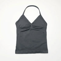 NCLAGEN Longline Strappy Top Sports Women's Yoga Vest With Built In Bra Fitness Top Gym Beautiful Back Running Workout Halter
